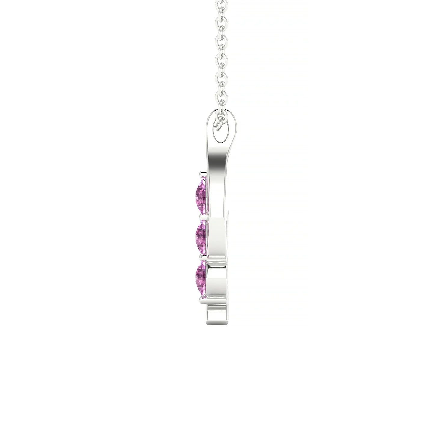 Flow | 18k White Gold 3 mm Round Pink Sapphire Pendant