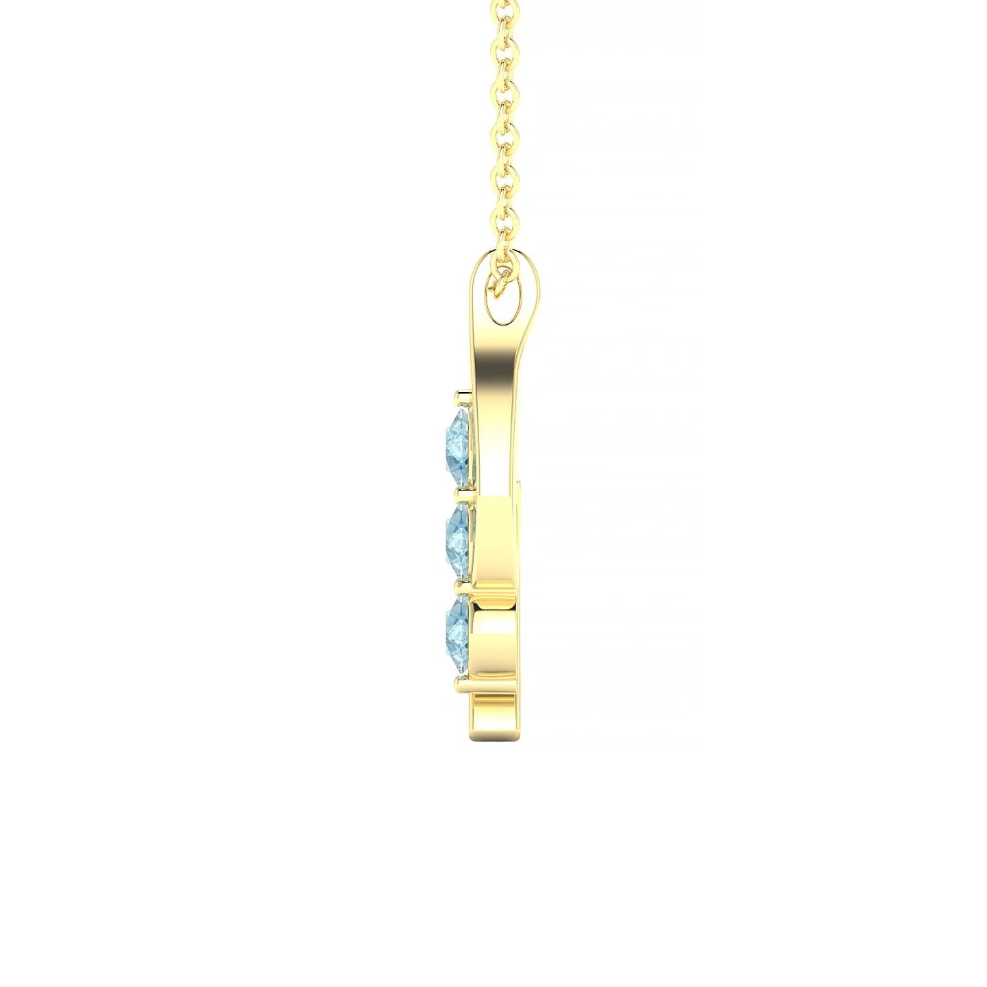 Flow | 18k Yellow Gold 3 mm Round Aquamarine Pendant