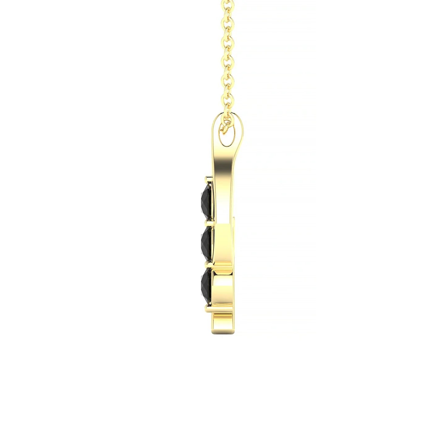 Flow | 18k Yellow Gold 3 mm Round Black Diamond Pendant