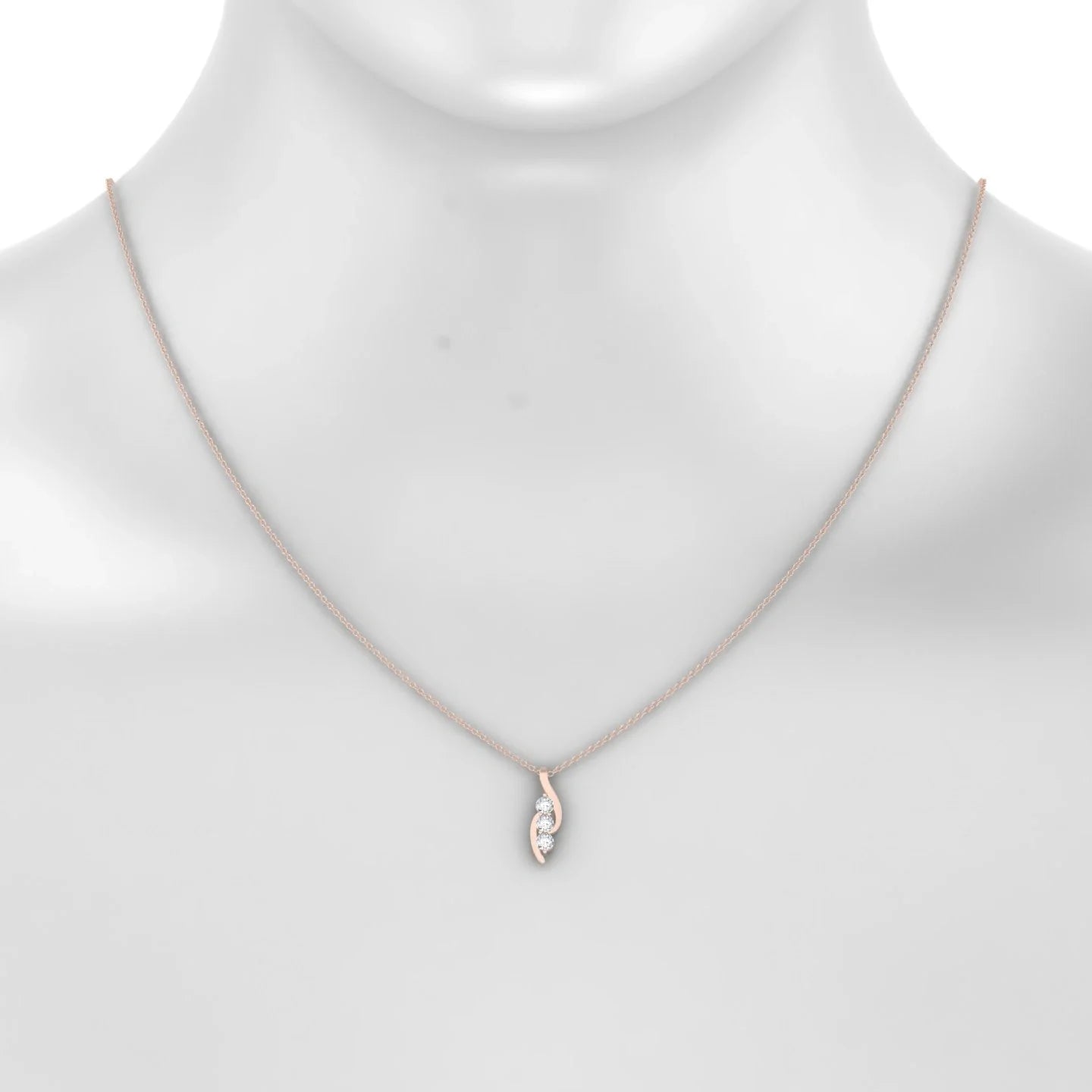 Flow | 18k Rose Gold 3 mm Round Diamond Pendant