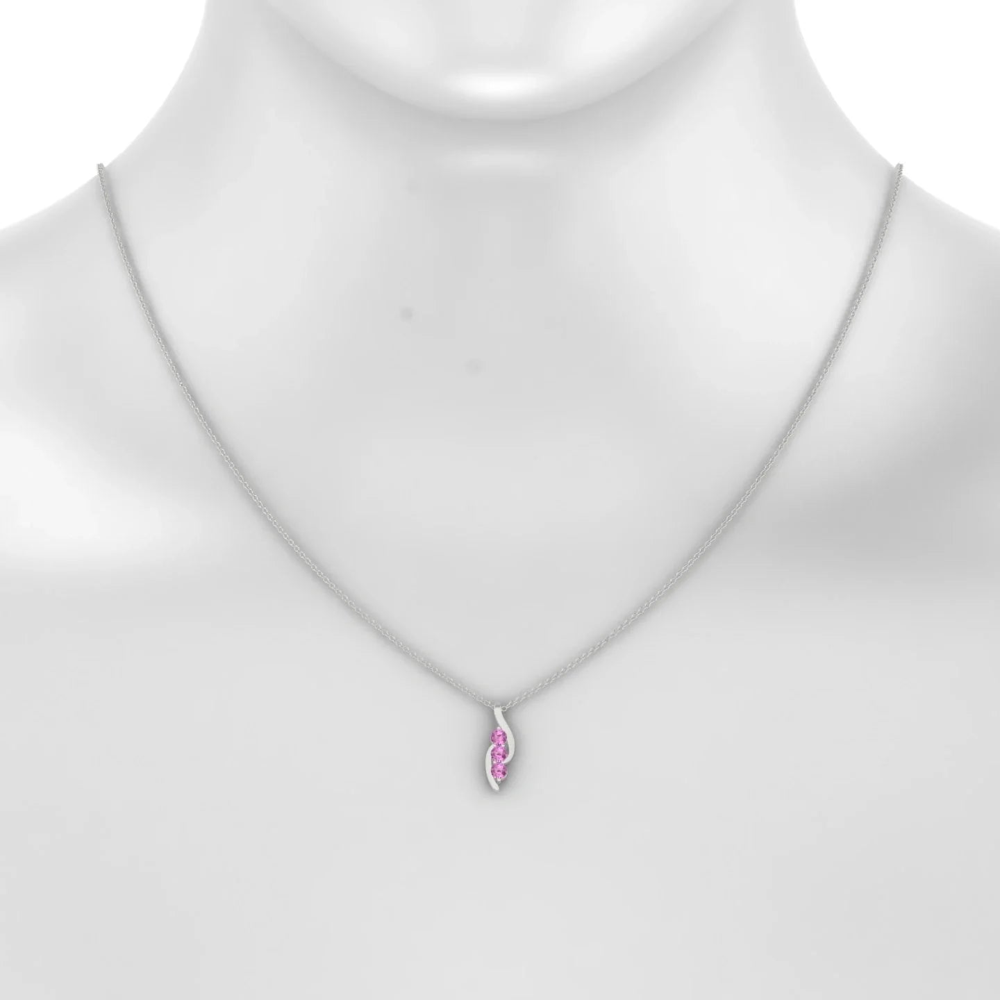 Flow | 18k White Gold 3 mm Round Pink Sapphire Pendant