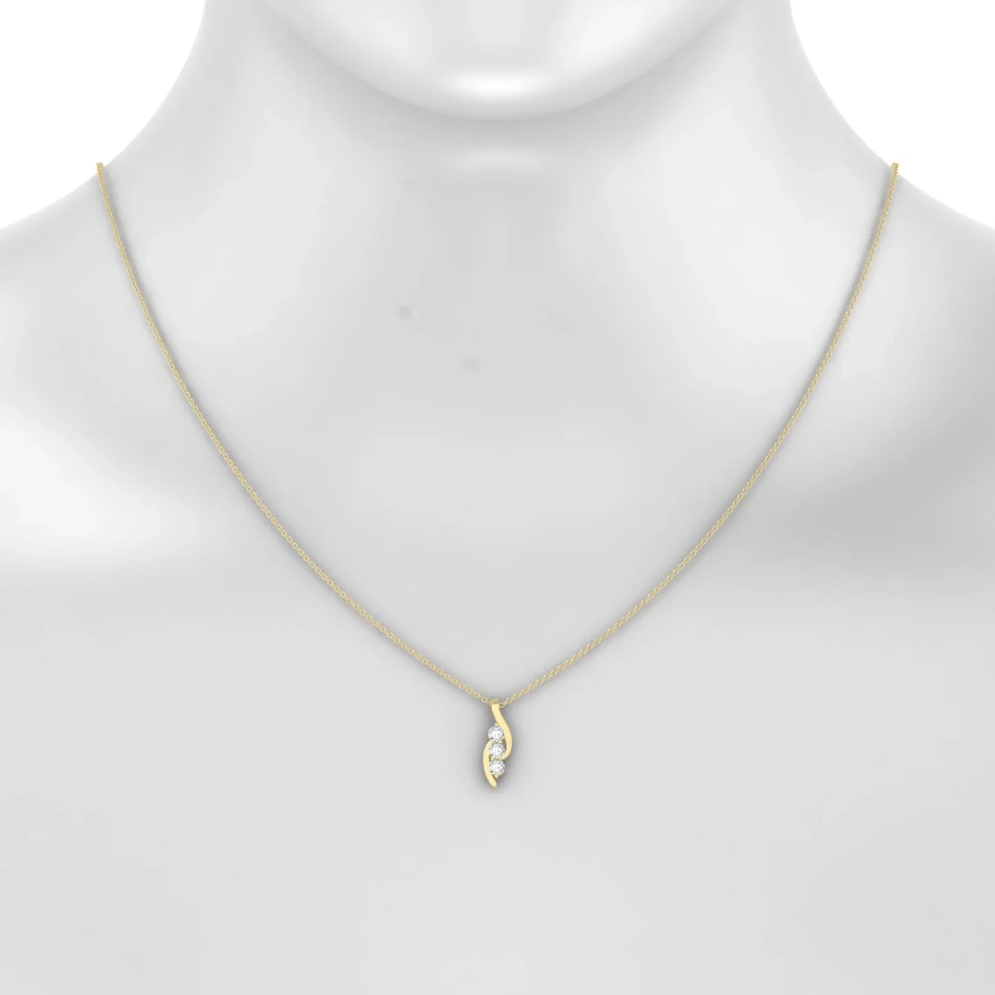 Flow | 18k Yellow Gold 3 mm Round Diamond Pendant