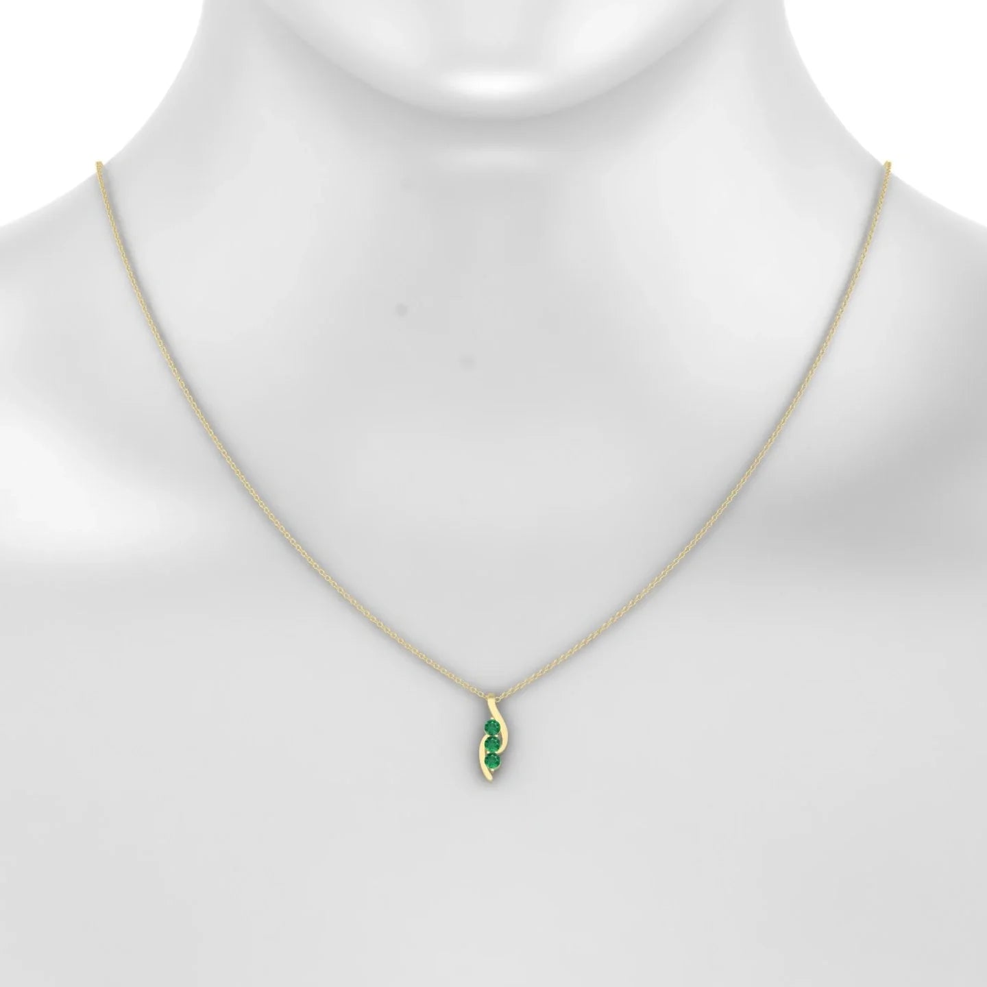 Flow | 18k Yellow Gold 3 mm Round Emerald Pendant