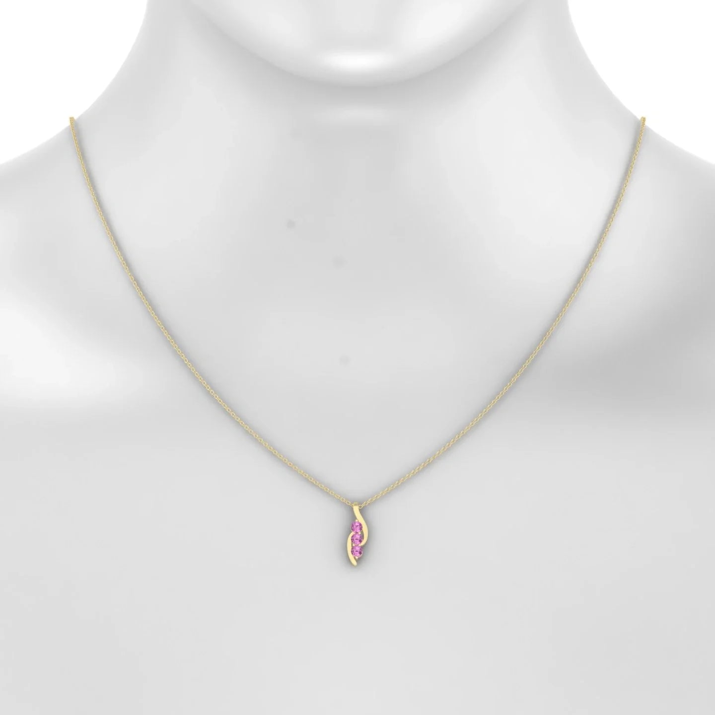 Flow | 18k Yellow Gold 3 mm Round Pink Sapphire Pendant