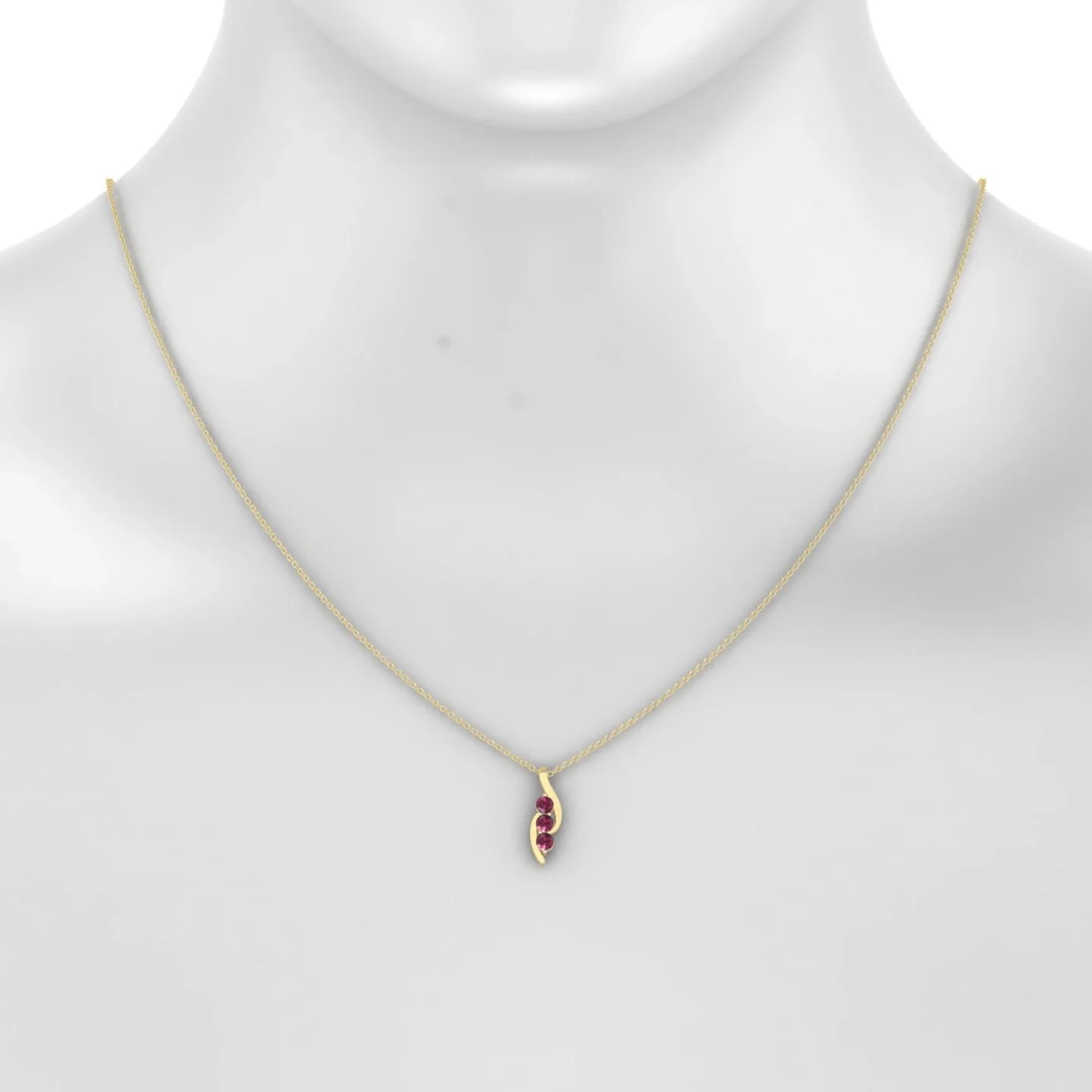 Flow | 18k Yellow Gold 3 mm Round Rhodolite Pendant