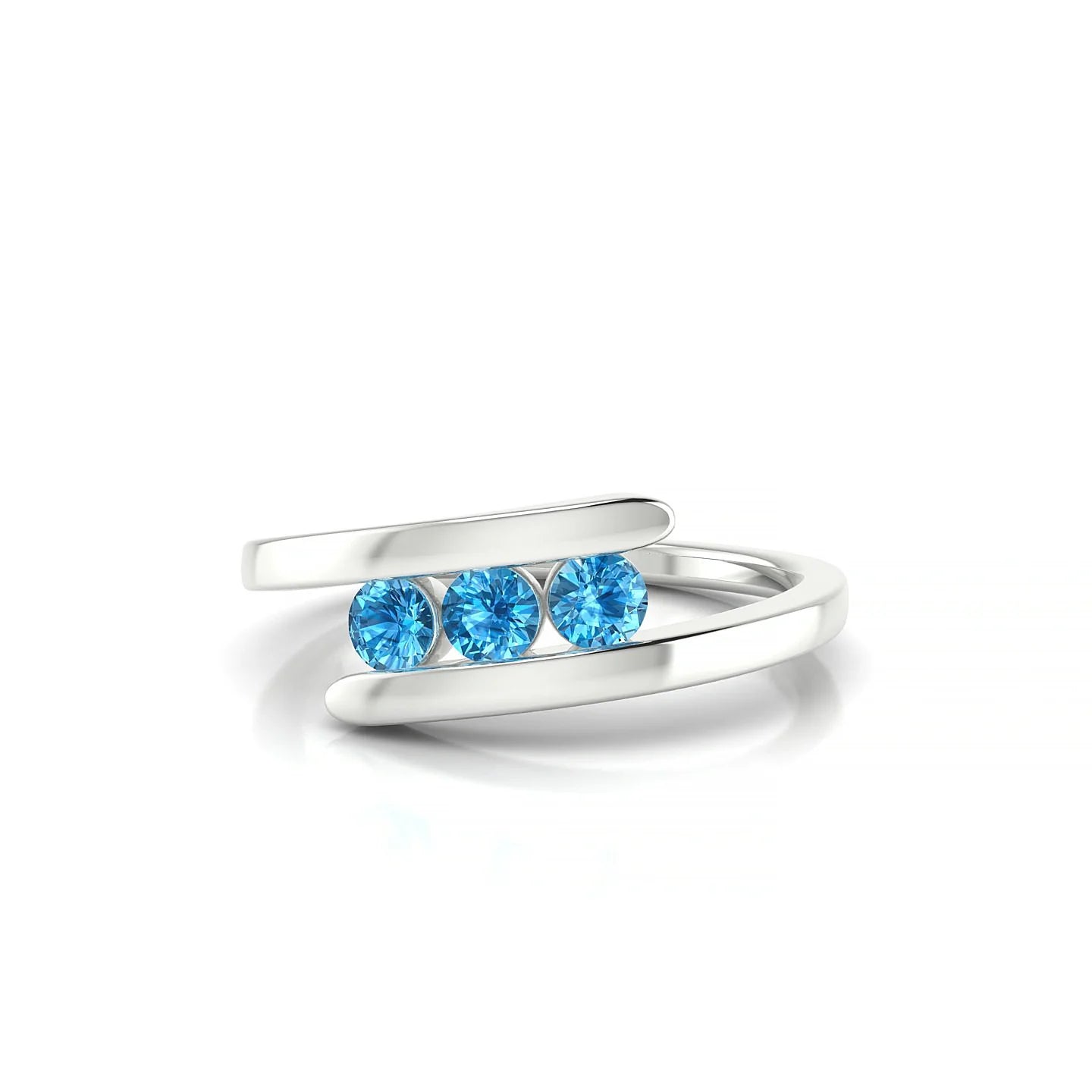 Flow | 18k White Gold 3 mm Round Topaz Ring
