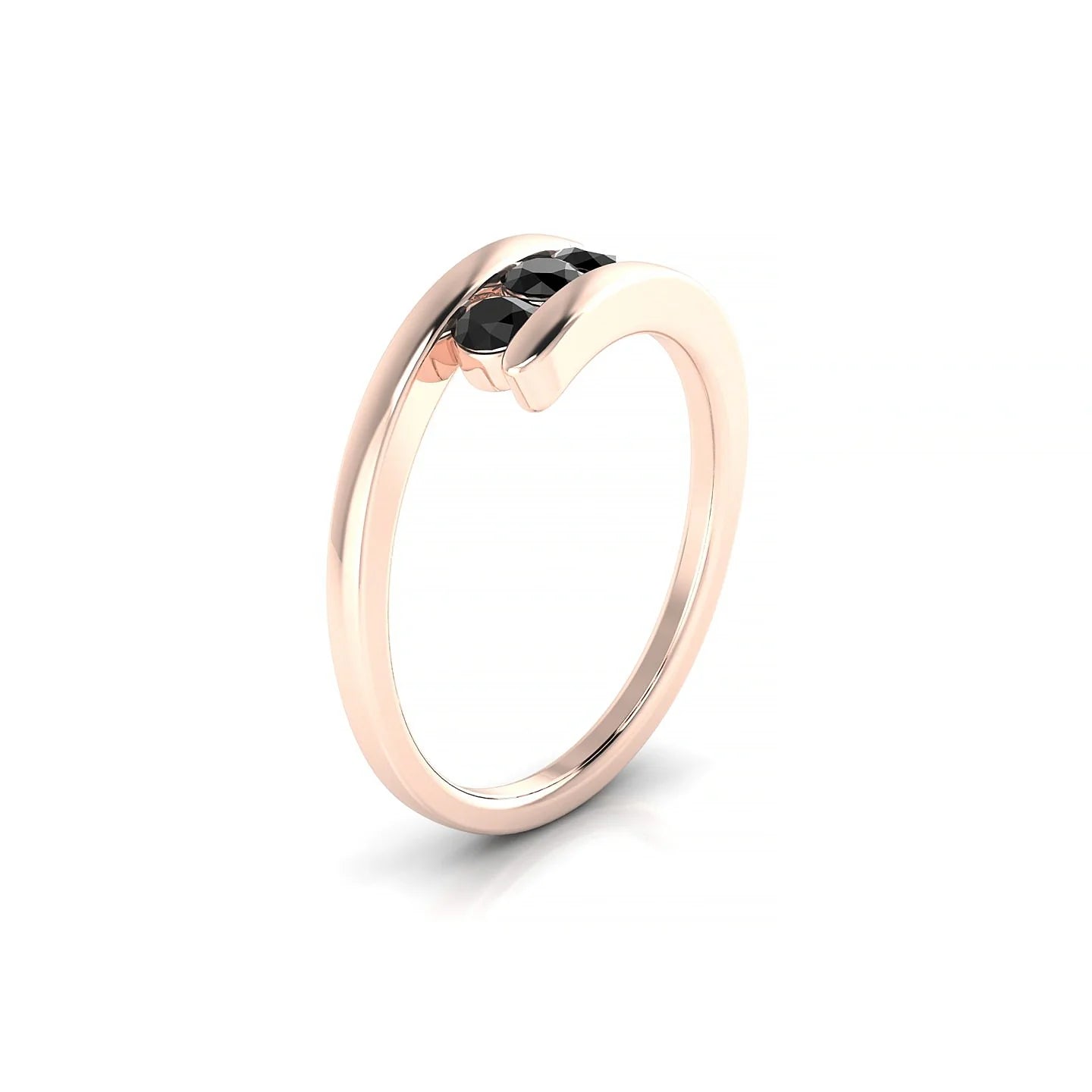 Flow | 18k Rose Gold 3 mm Round Black Diamond Ring
