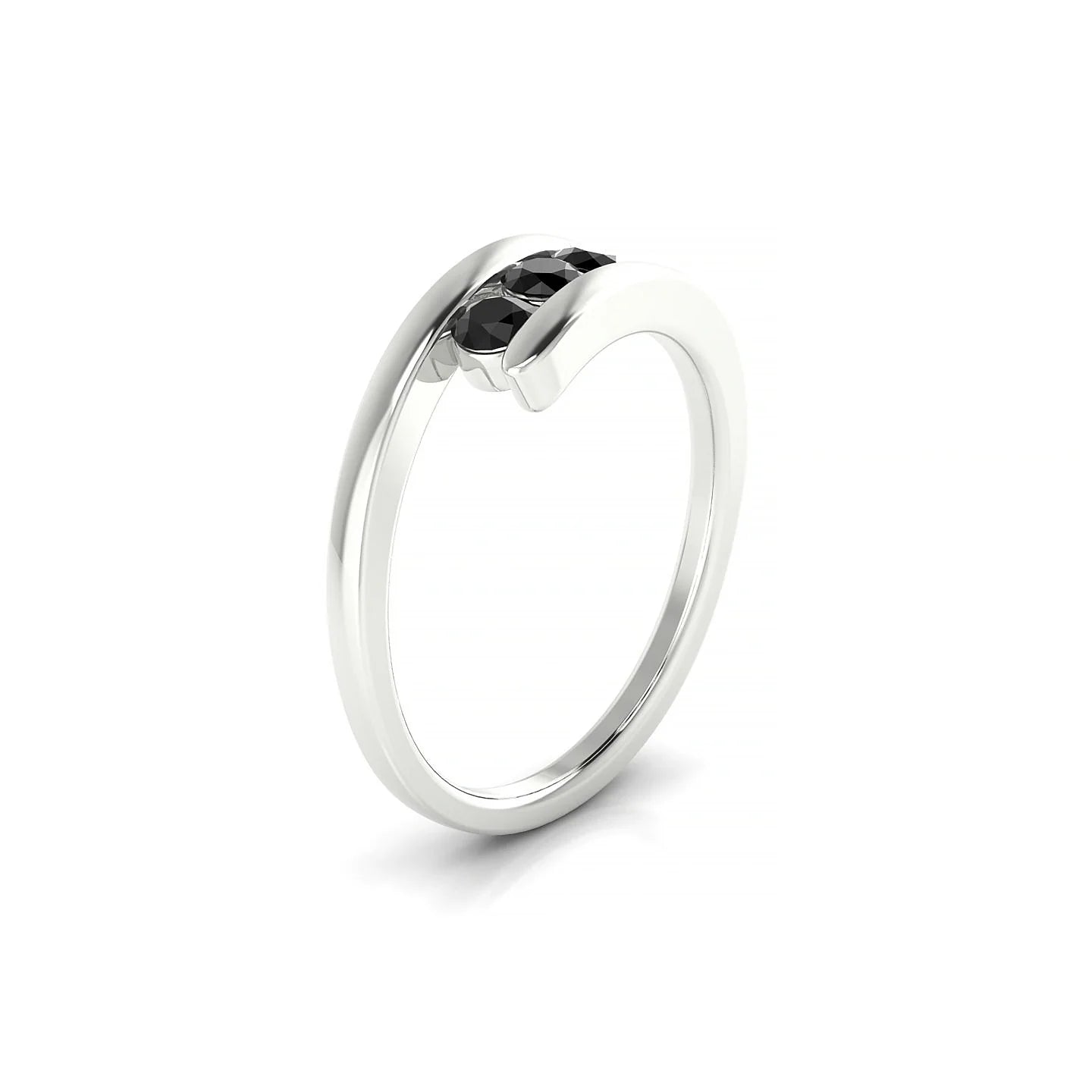 Flow | 18k White Gold 3 mm Round Black Diamond Ring