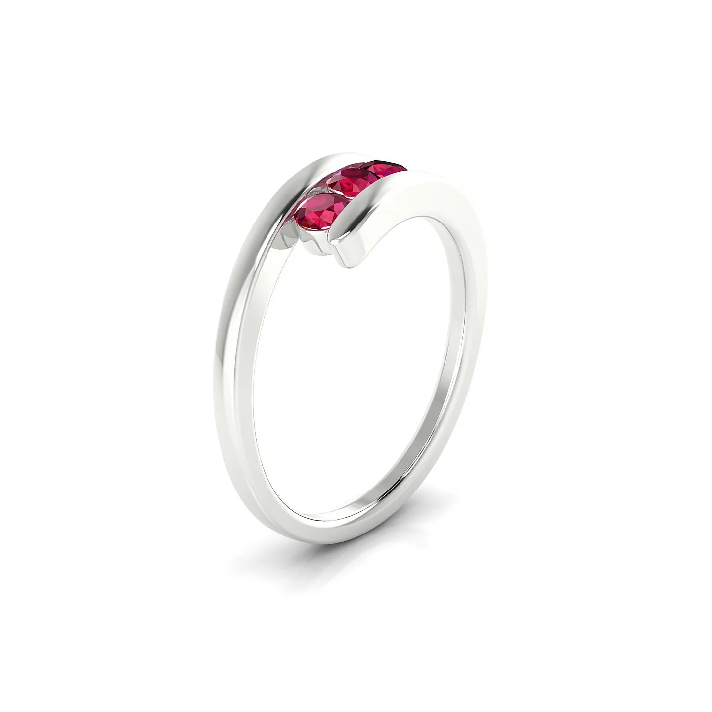 Flow | 18k White Gold 3 mm Round Ruby Ring