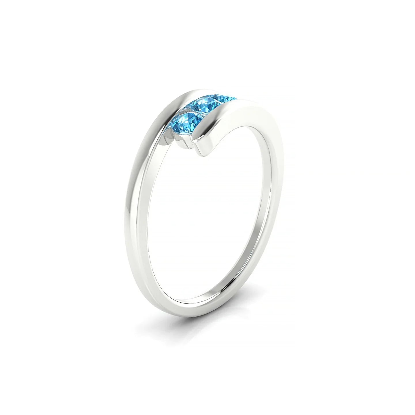 Flow | 18k White Gold 3 mm Round Topaz Ring