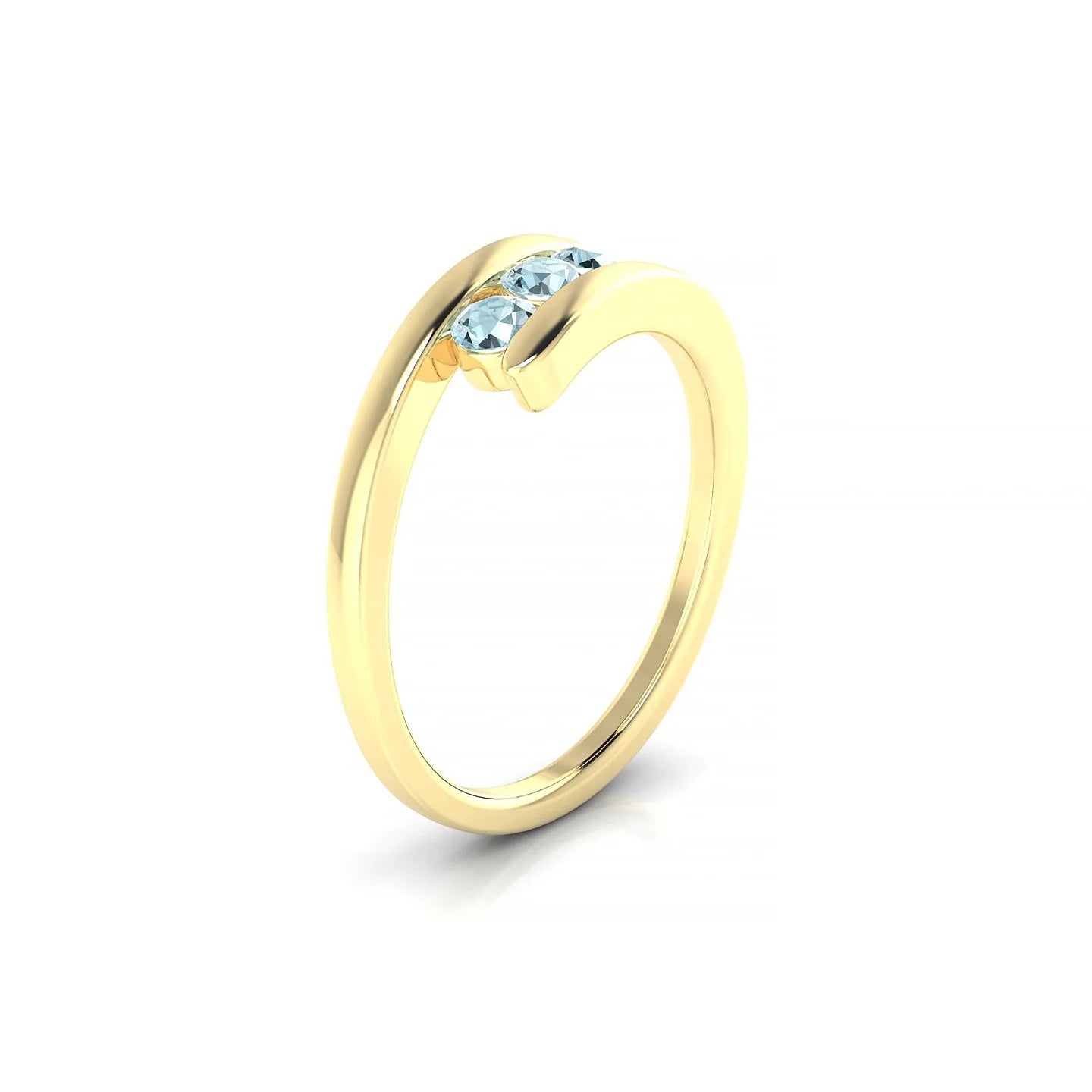 Flow | 18k Yellow Gold 3 mm Round Aquamarine Ring