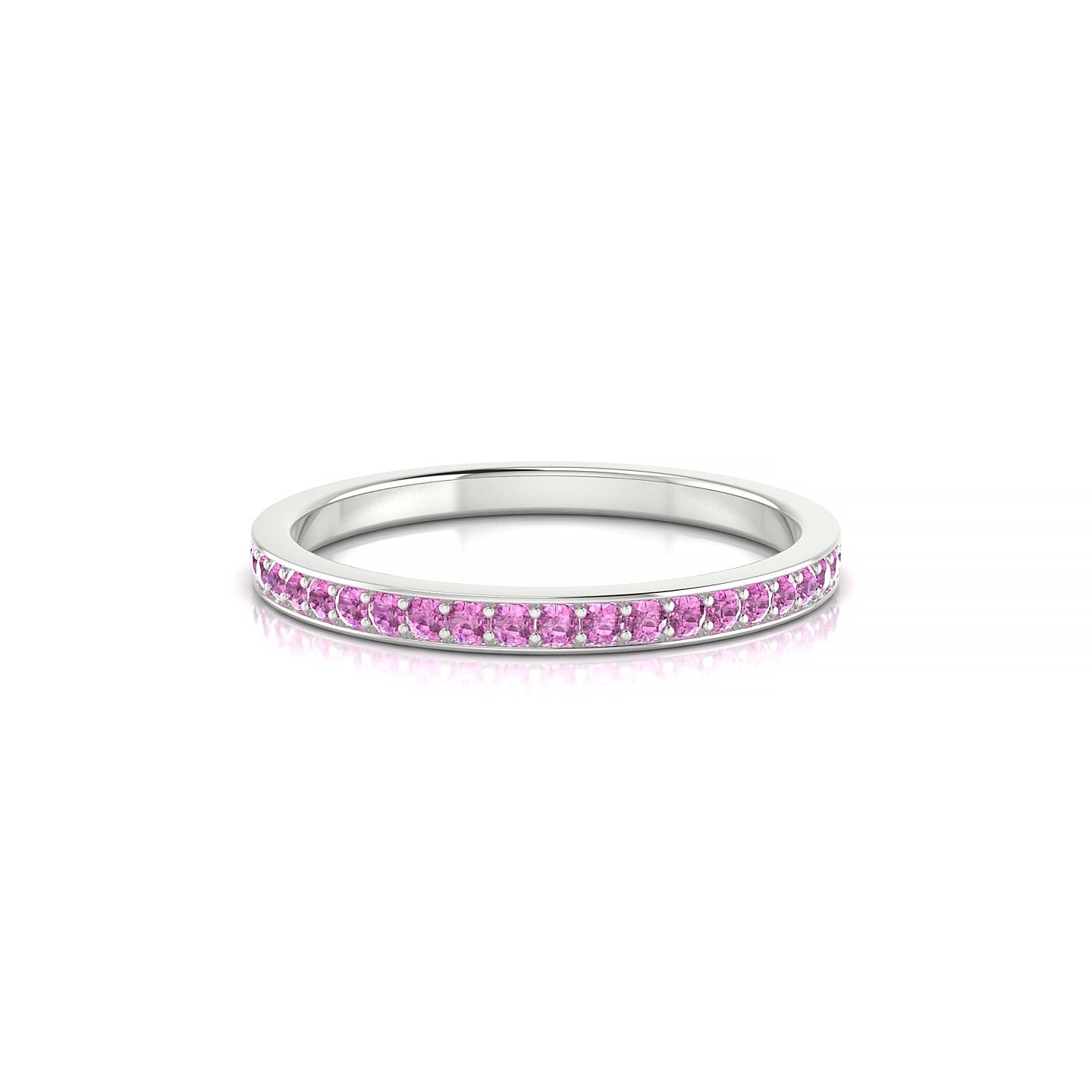 Fusion | 18k White Gold 1.3 mm Round Pink Sapphire Ring