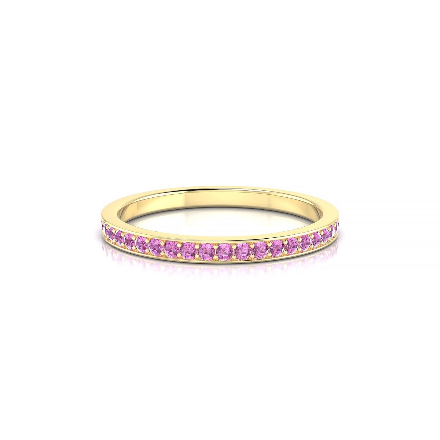 Fusion | 18k Yellow Gold 1.3 mm Round Pink Sapphire Ring