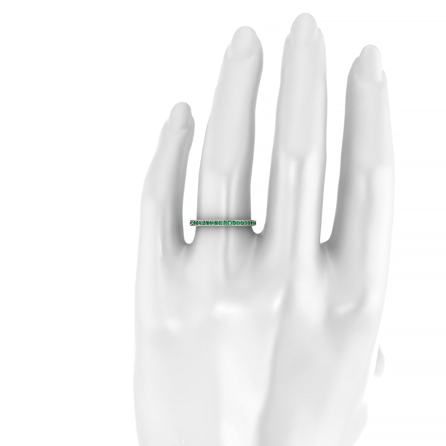 Fusion | 18k Rose Gold 1.3 mm Round Emerald Ring