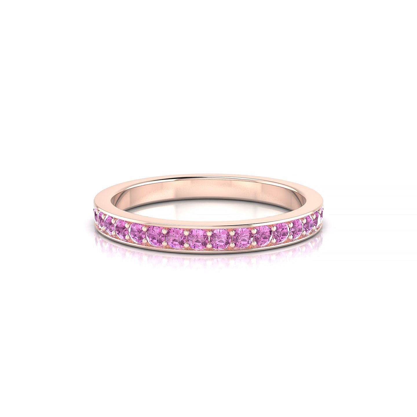 Fusion | 18k Rose Gold 1.7 mm Round Pink Sapphire Ring