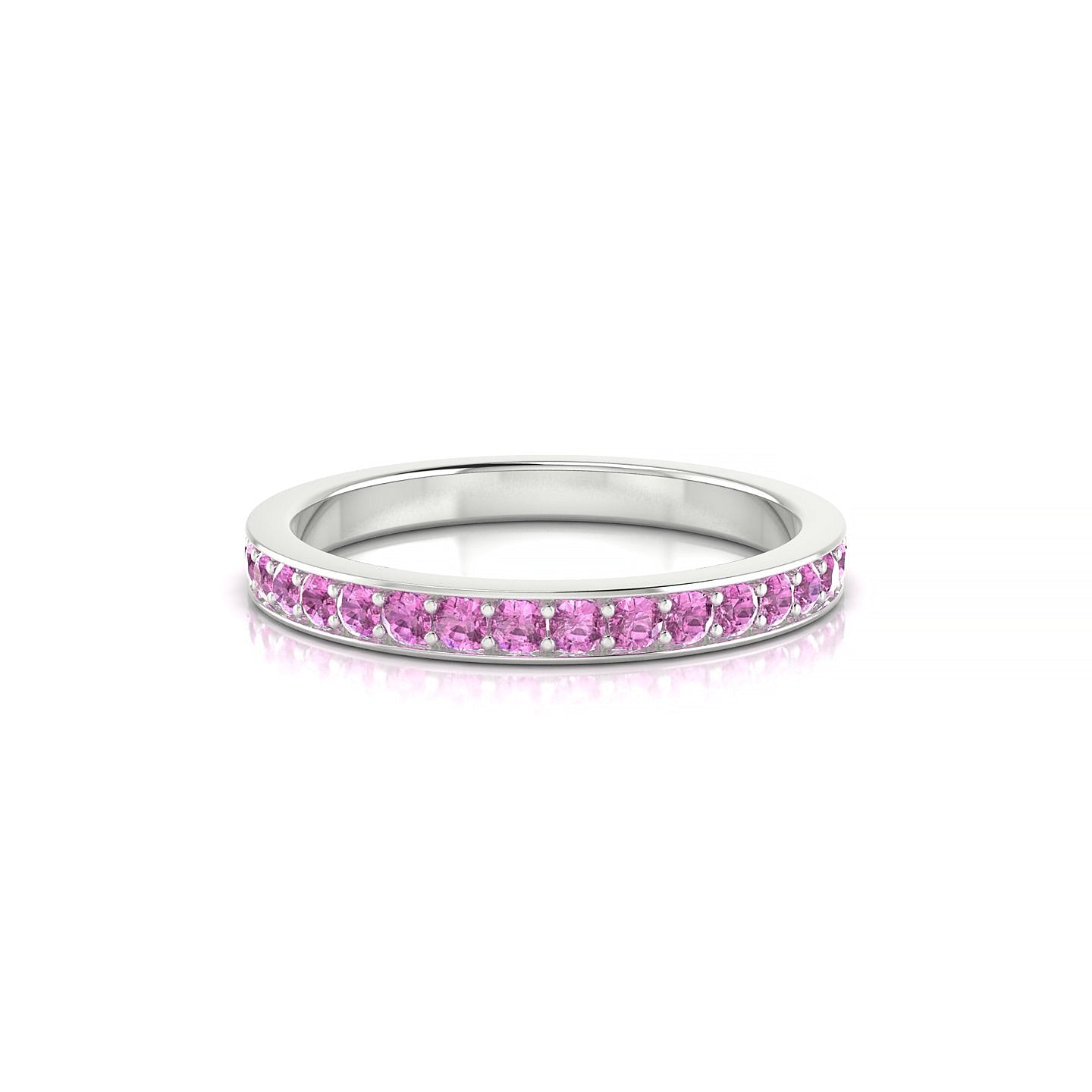 Fusion | 18k White Gold 1.7 mm Round Pink Sapphire Ring