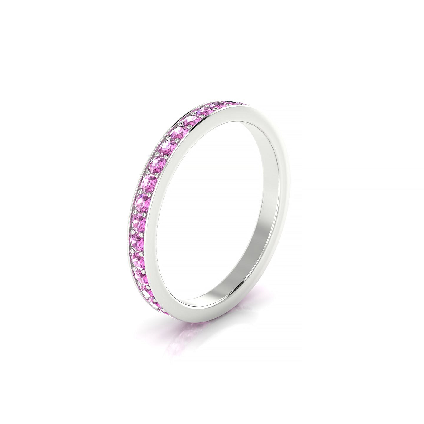 Fusion | 18k White Gold 1.7 mm Round Pink Sapphire Ring