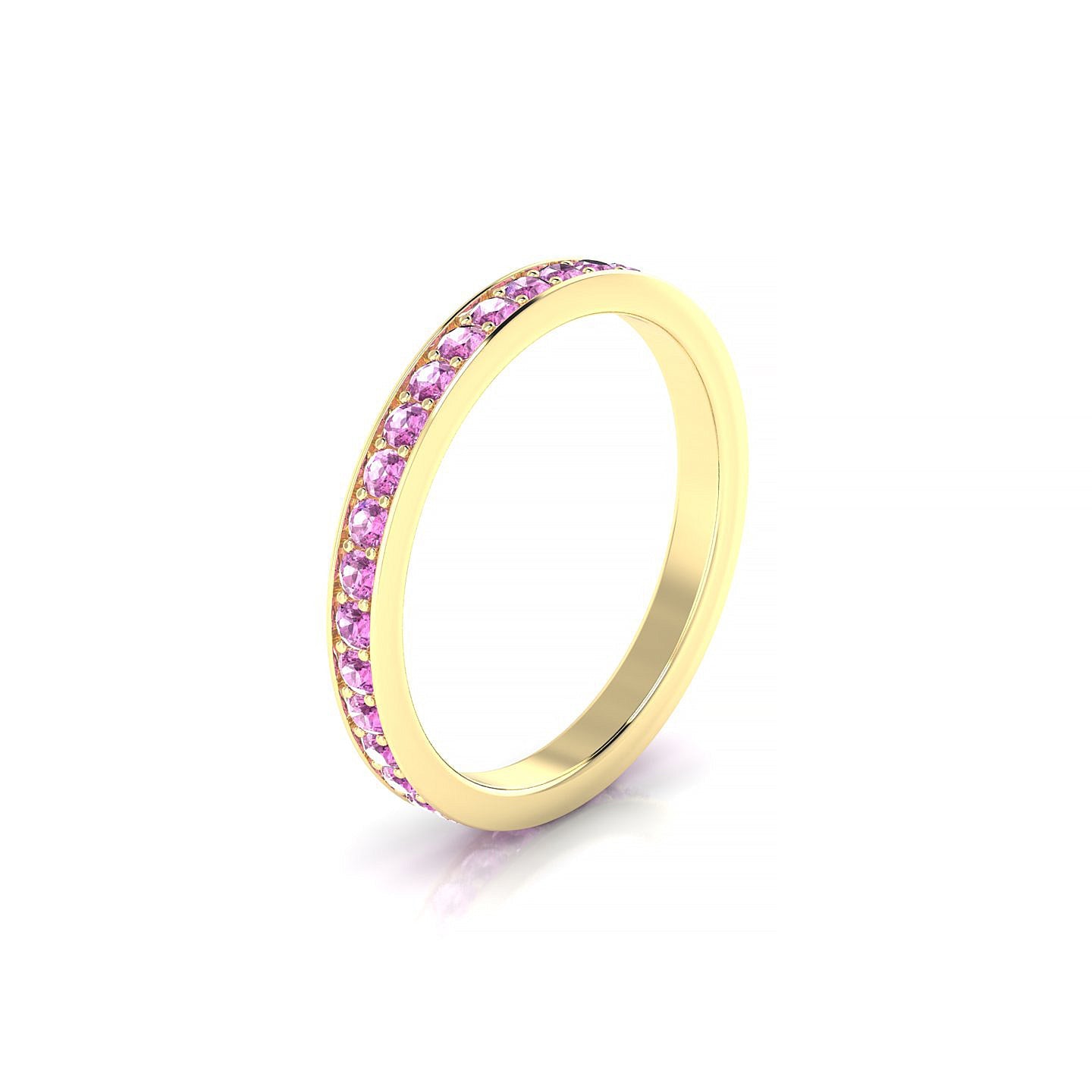 Fusion | 18k Yellow Gold 1.7 mm Round Pink Sapphire Ring