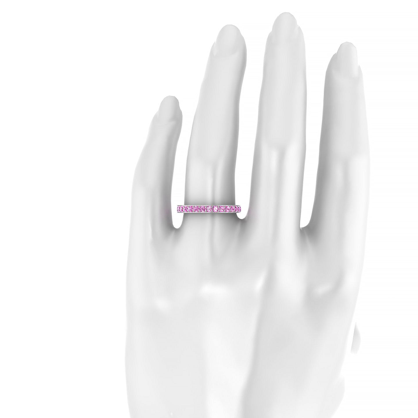 Fusion | 18k White Gold 2 mm Round Pink Sapphire Ring