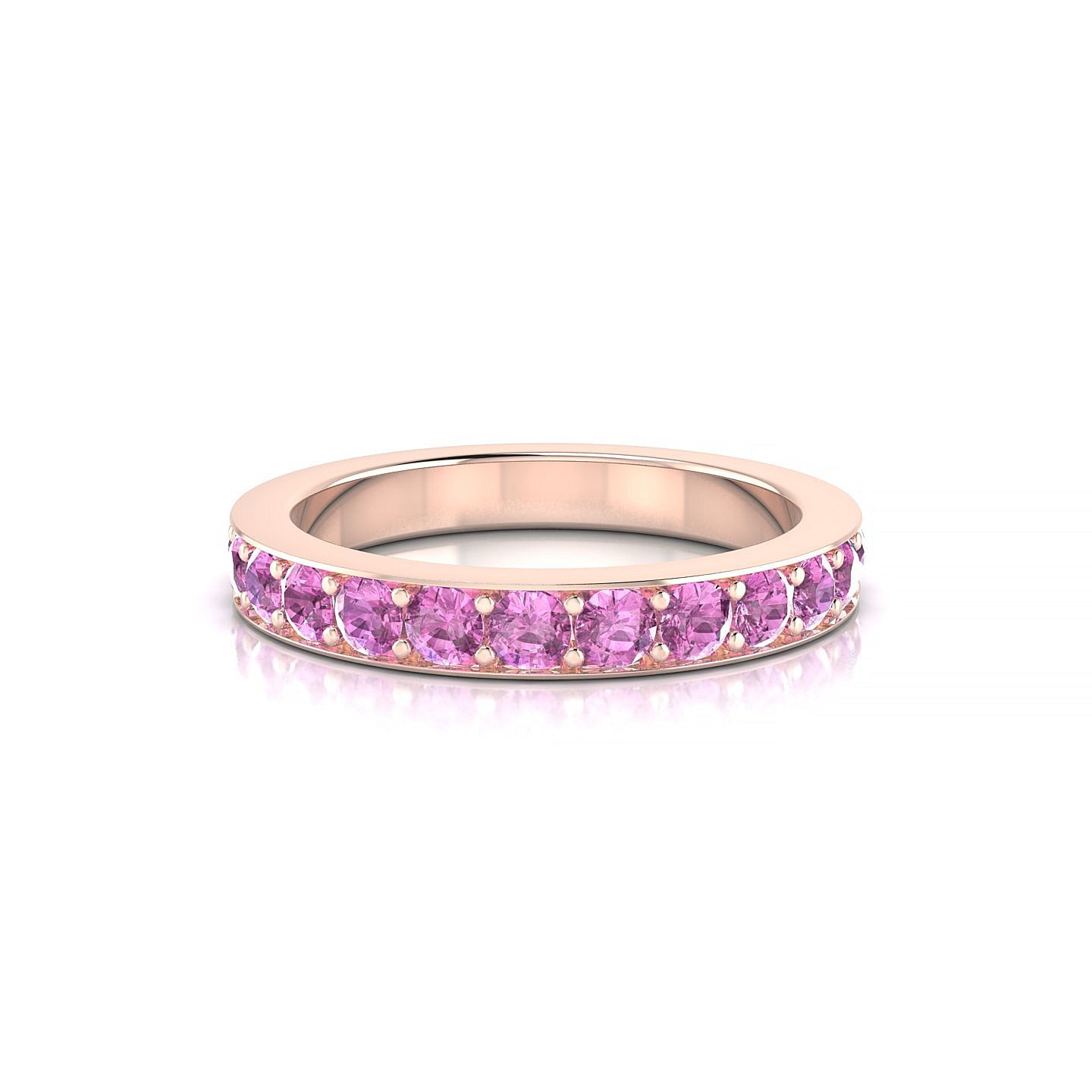 Fusion | 18k Rose Gold 2.5 mm Round Pink Sapphire Ring