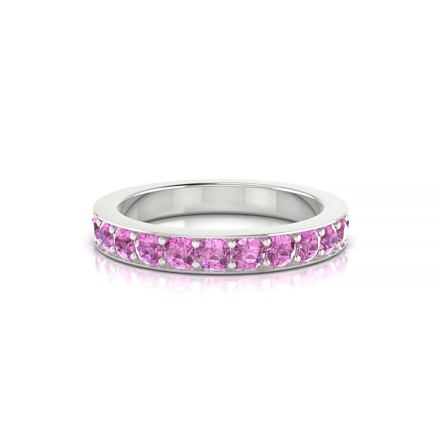 Fusion | 18k White Gold 2.5 mm Round Pink Sapphire Ring