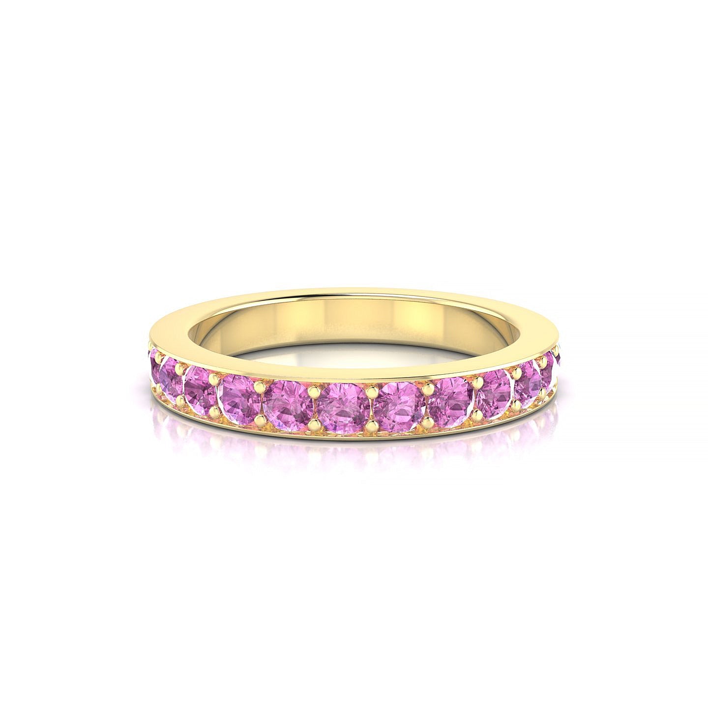 Fusion | 18k Yellow Gold 2.5 mm Round Pink Sapphire Ring