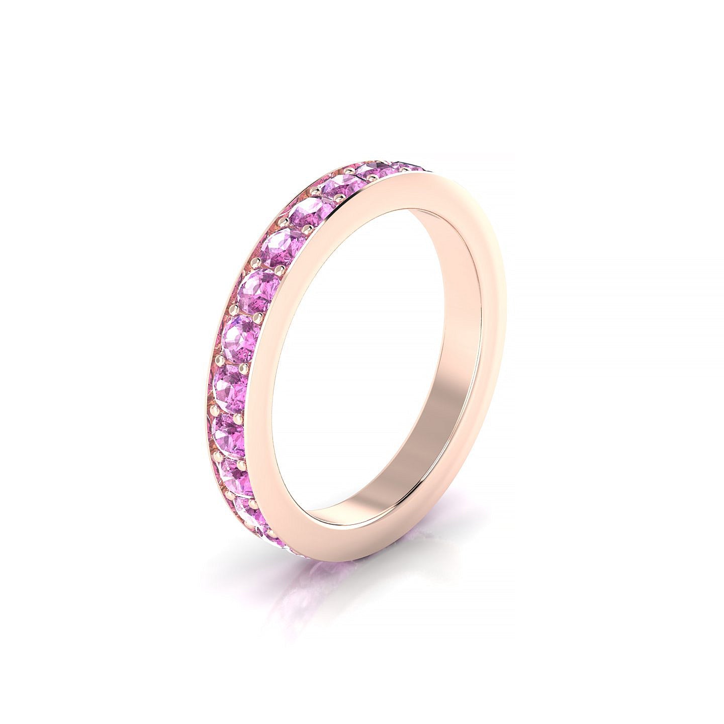 Fusion | 18k Rose Gold 2.5 mm Round Pink Sapphire Ring
