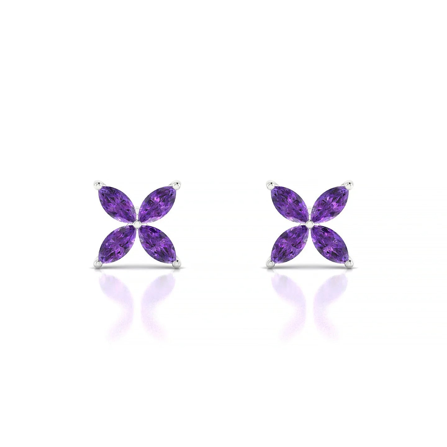 Glimpse | 18k White Gold 4 x 2 mm Marquise Amethyst Earrings