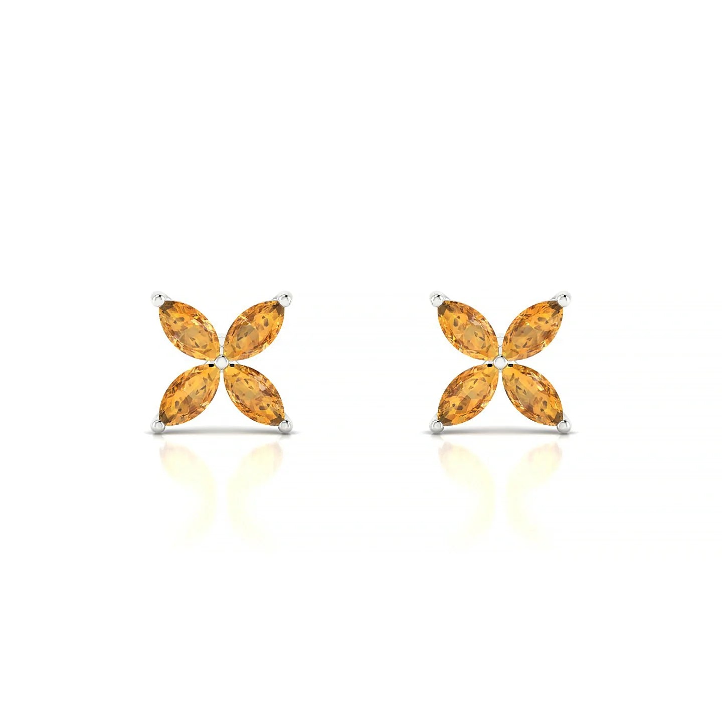 Glimpse | 18k White Gold 4 x 2 mm Marquise Citrine Earrings