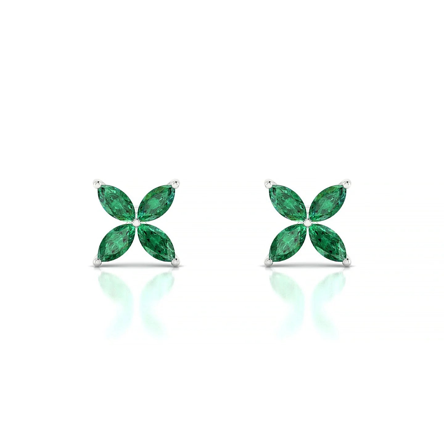 Glimpse | 18k White Gold 4 x 2 mm Marquise Emerald Earrings