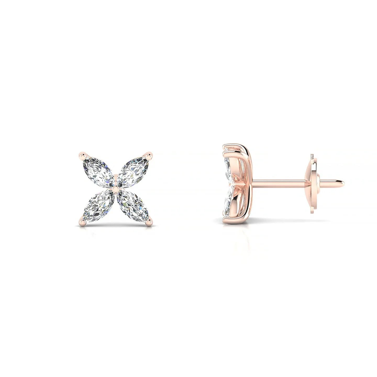 Glimpse | 18k Rose Gold 4 x 2 mm Marquise Diamond Earrings