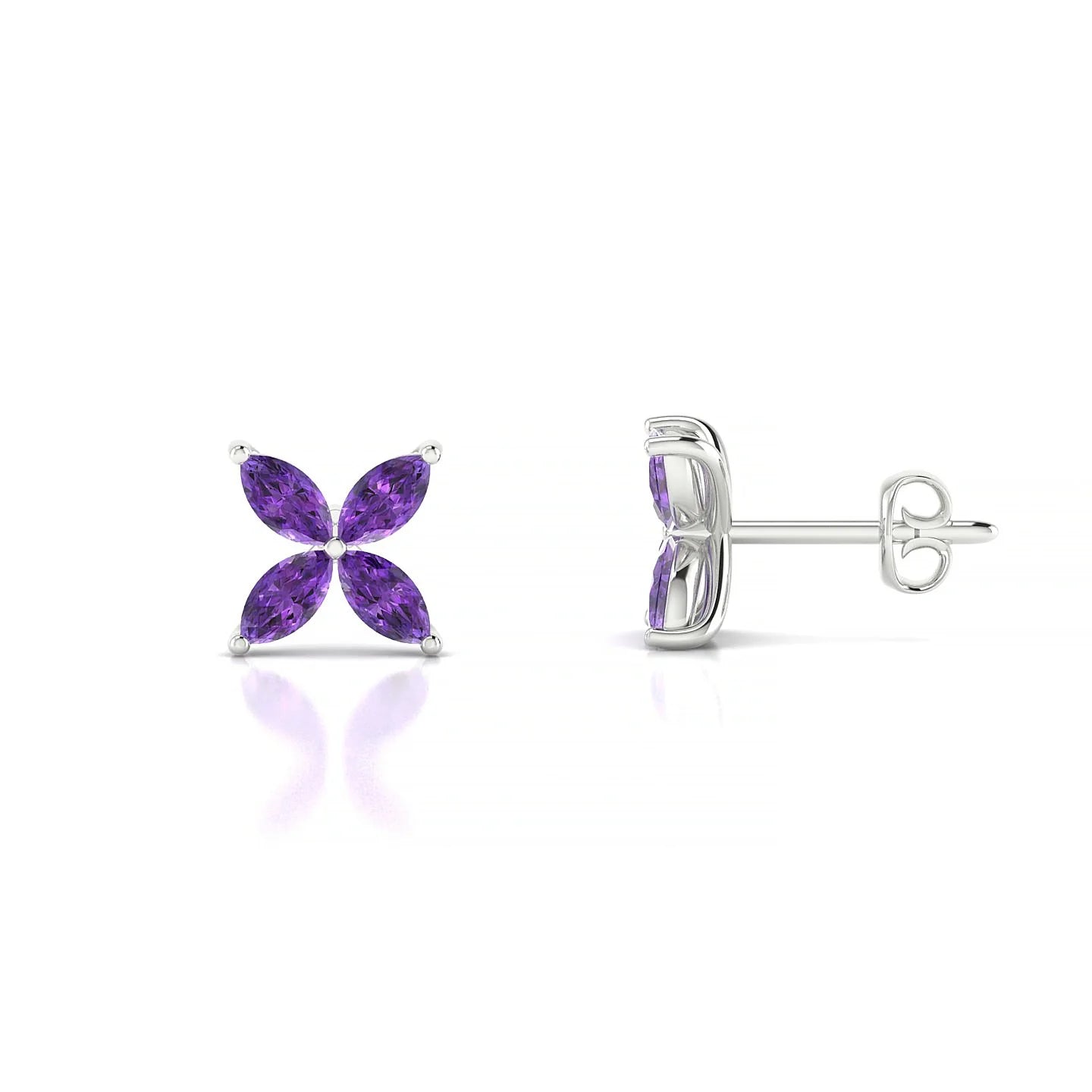 Glimpse | 18k White Gold 4 x 2 mm Marquise Amethyst Earrings