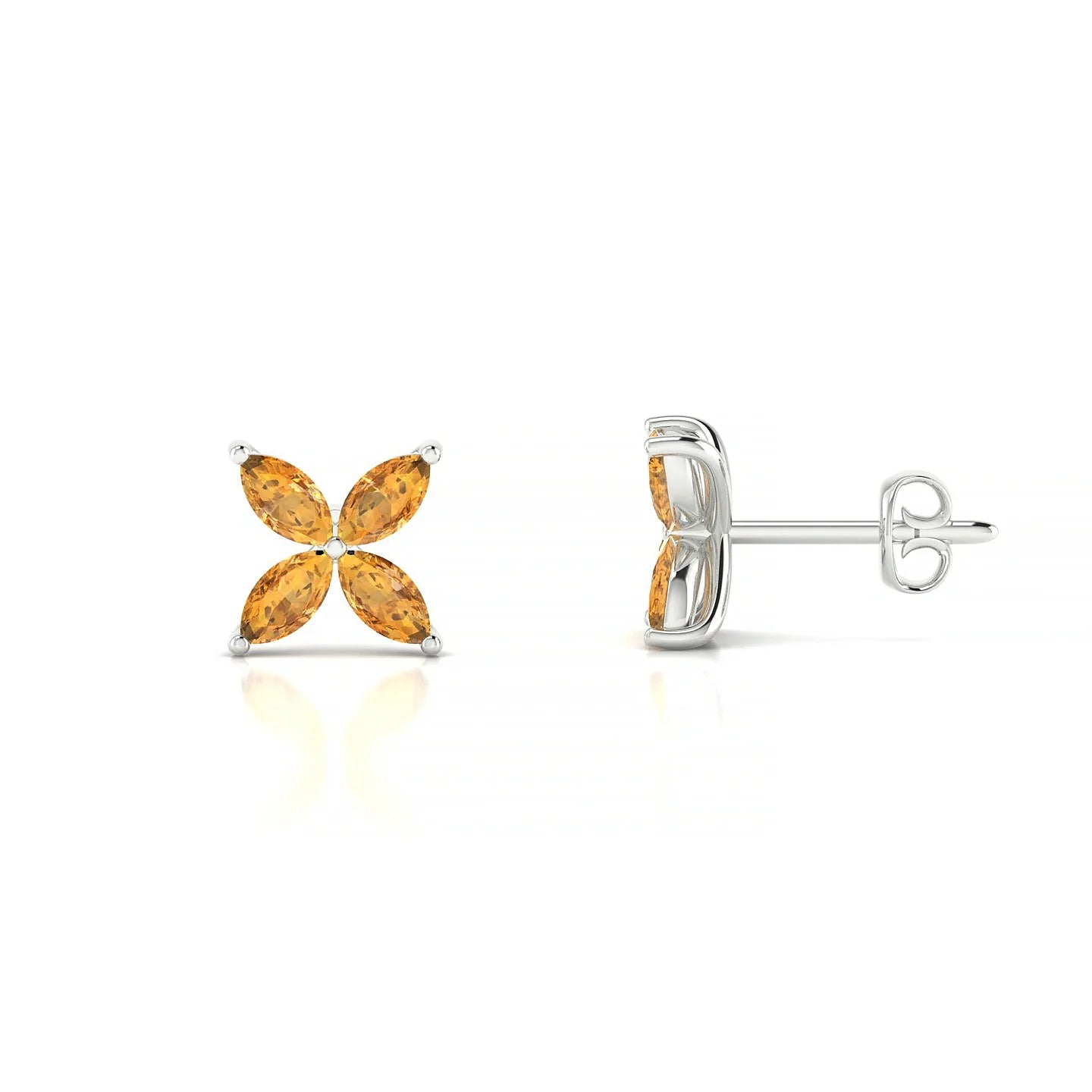 Glimpse | 18k White Gold 4 x 2 mm Marquise Citrine Earrings
