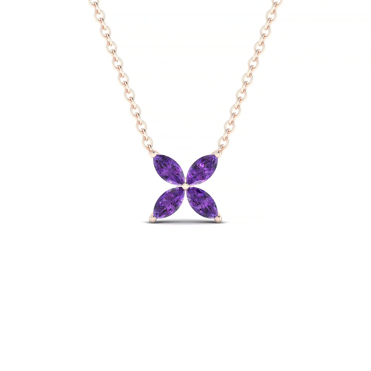 Glimpse | 18k Rose Gold 4 x 2 mm Marquise Amethyst Pendant