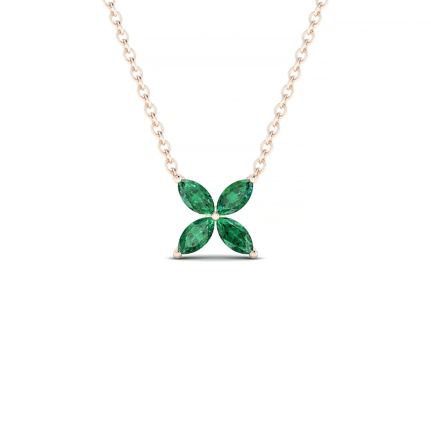 Glimpse | 18k Rose Gold 4 x 2 mm Marquise Emerald Pendant