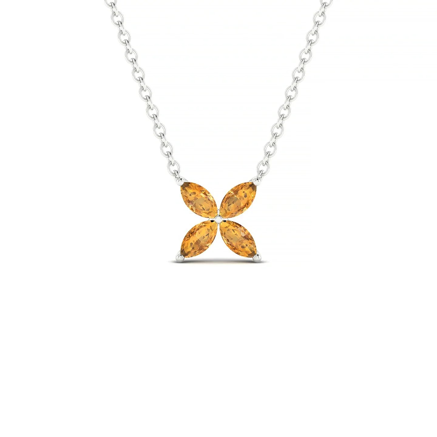 Glimpse | 18k White Gold 4 x 2 mm Marquise Citrine Pendant