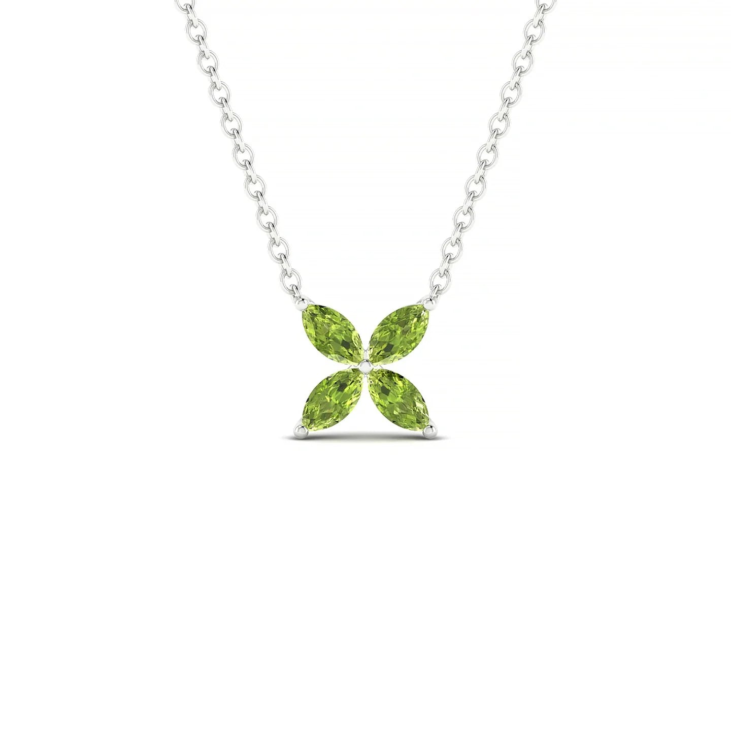 Glimpse | 18k White Gold 4 x 2 mm Marquise Peridot Pendant