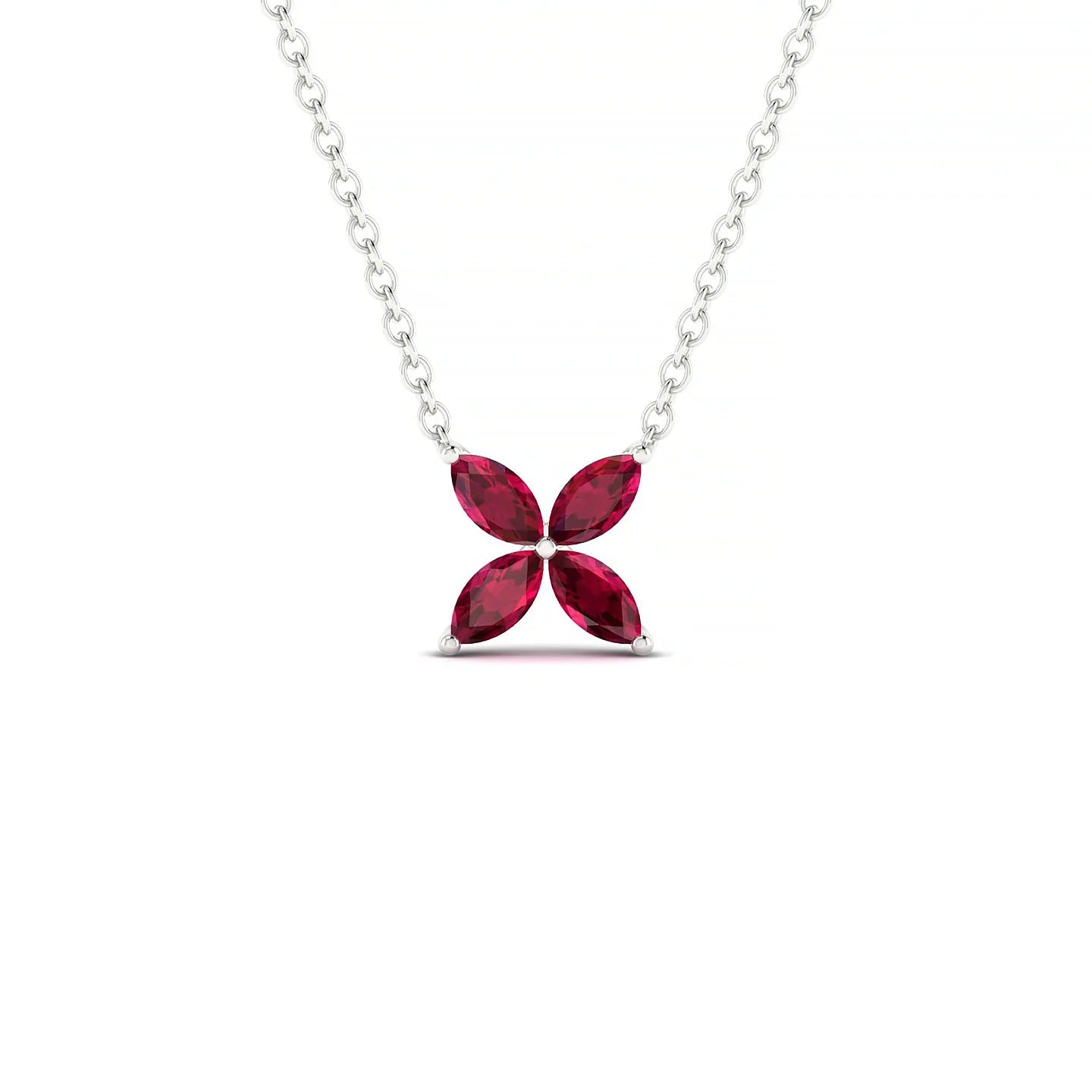 Glimpse | 18k White Gold 4 x 2 mm Marquise Ruby Pendant