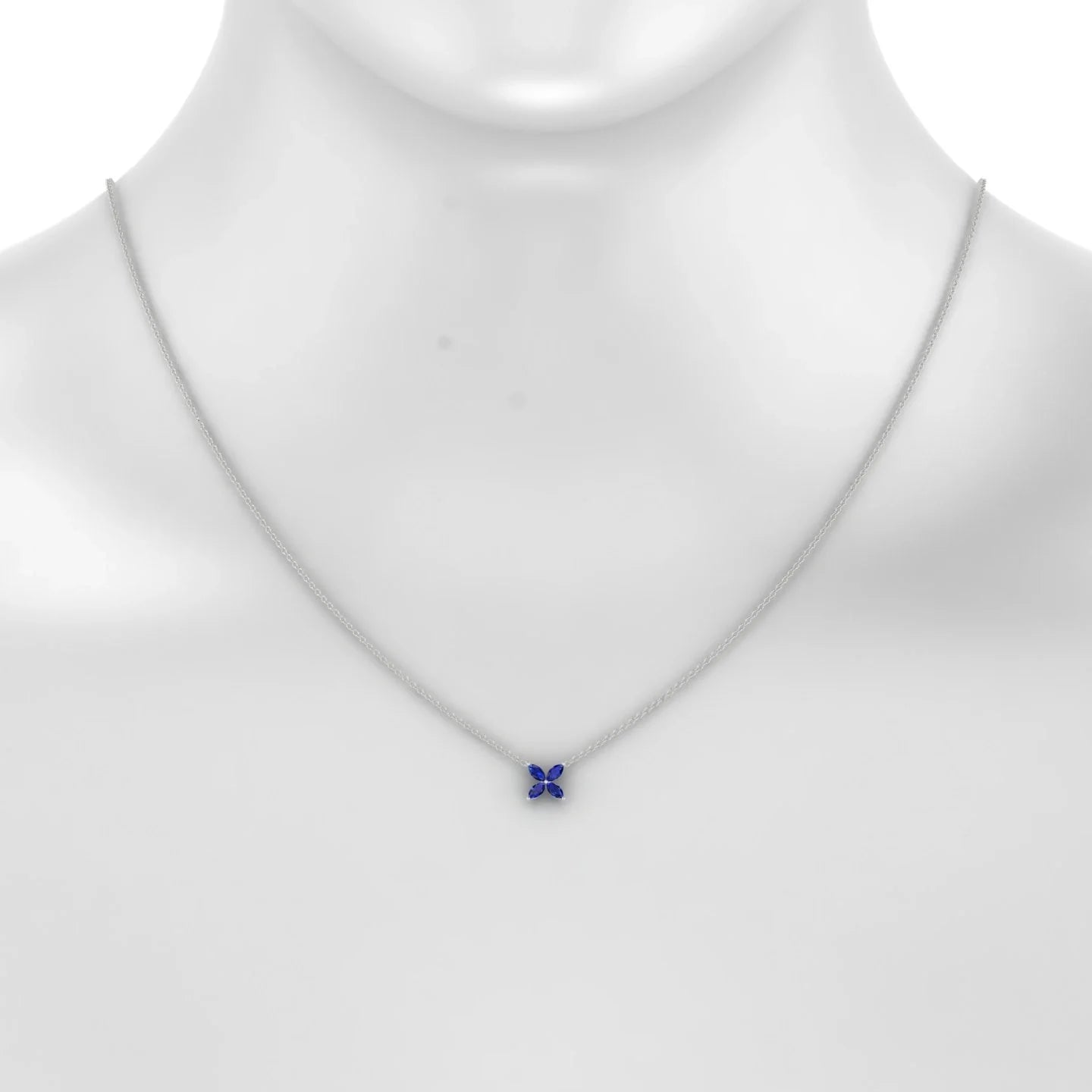 Glimpse | 18k White Gold 4 x 2 mm Marquise Sapphire Pendant