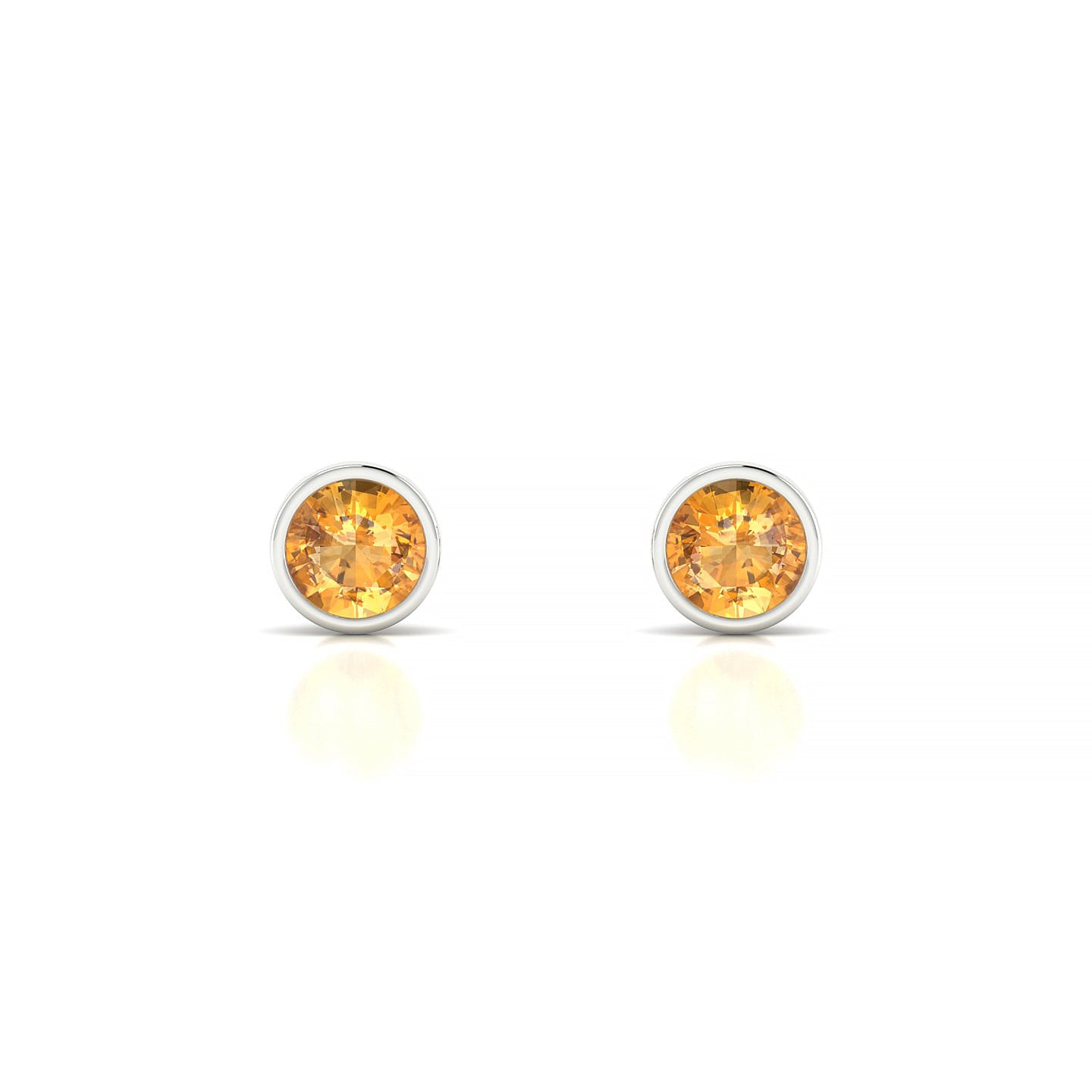 Glow | 18k White Gold 4.5 mm Round Citrine Earrings