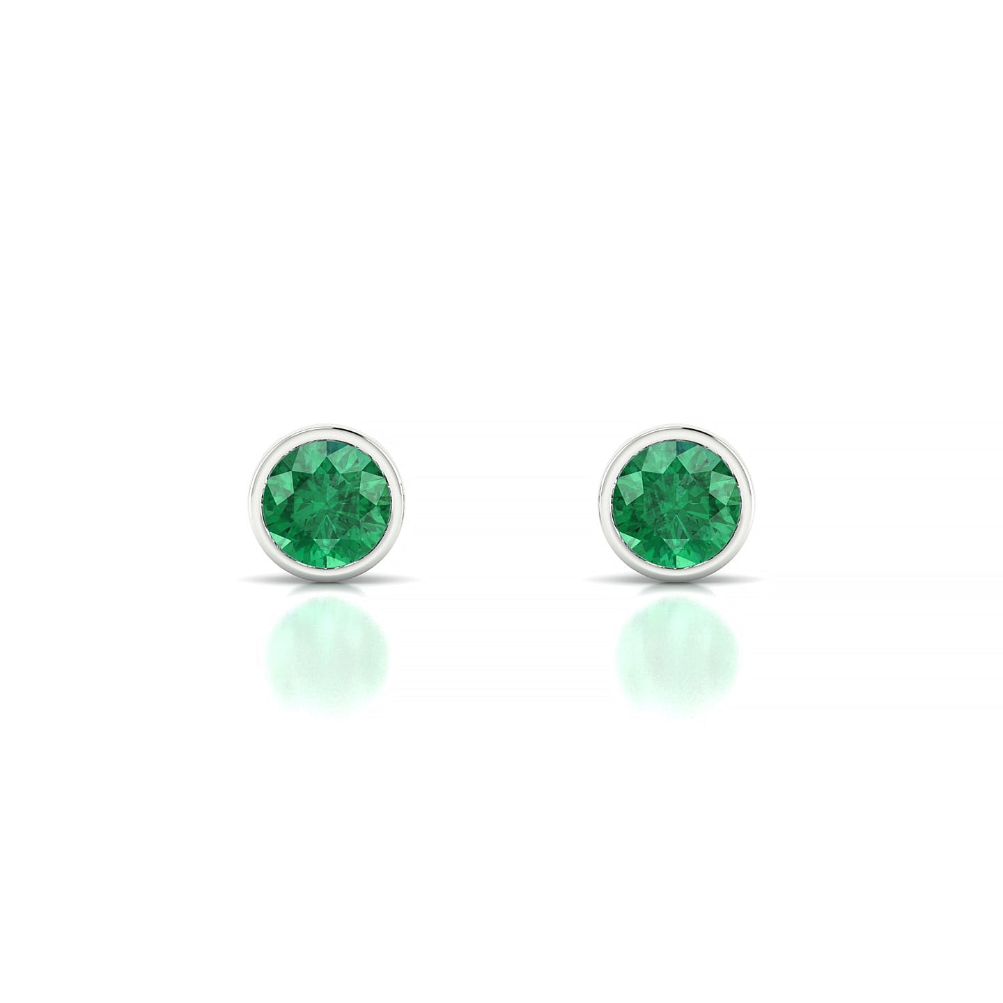 Glow | 18k White Gold 4.5 mm Round Emerald Earrings