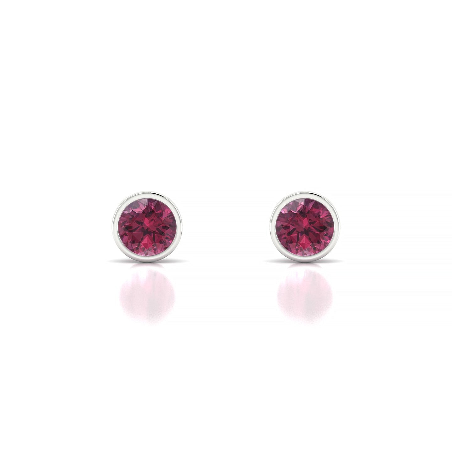 Glow | 18k White Gold 4.5 mm Round Rhodolite Earrings