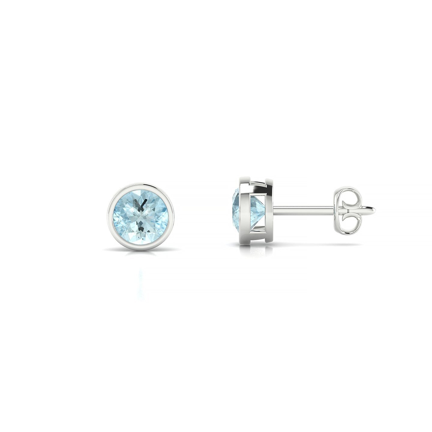 Glow | 18k White Gold 4.5 mm Round Aquamarine Earrings