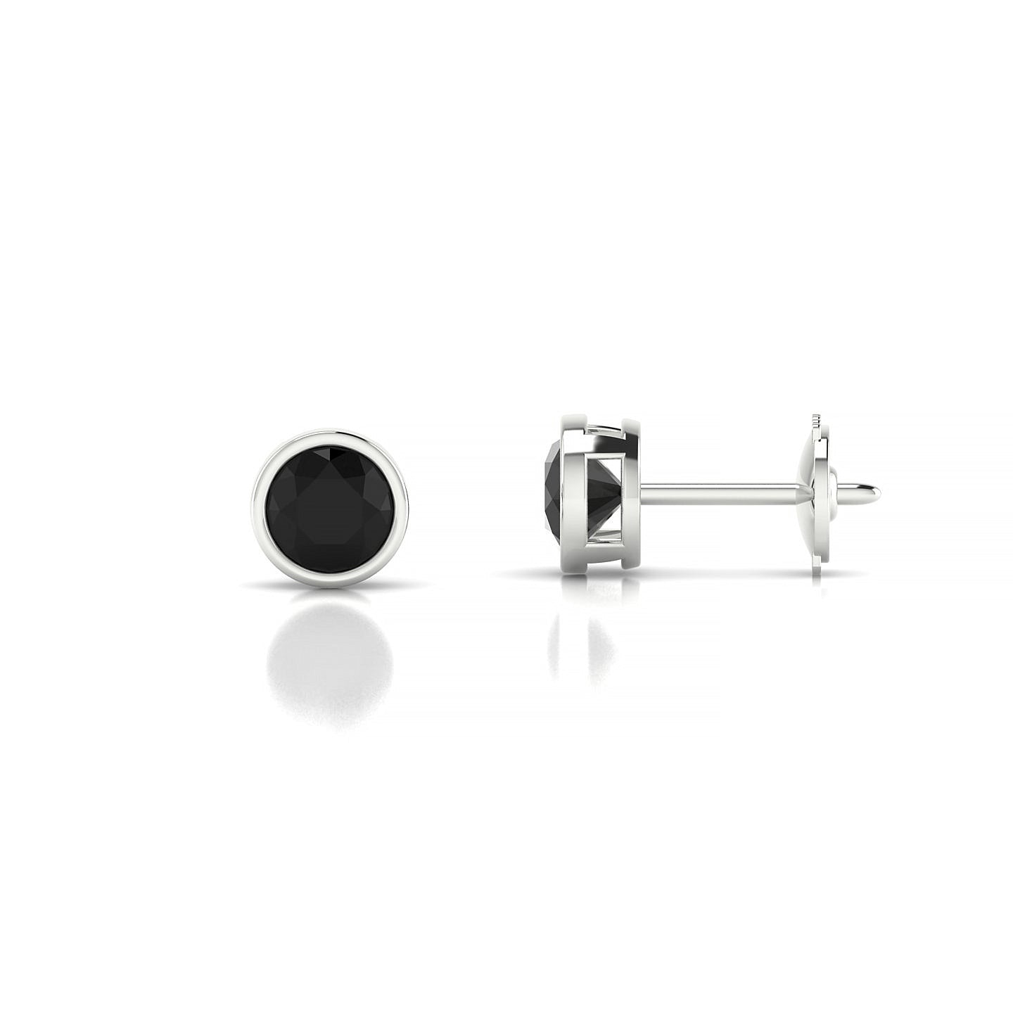 Glow | 18k White Gold 4.5 mm Round Black Diamond Earrings