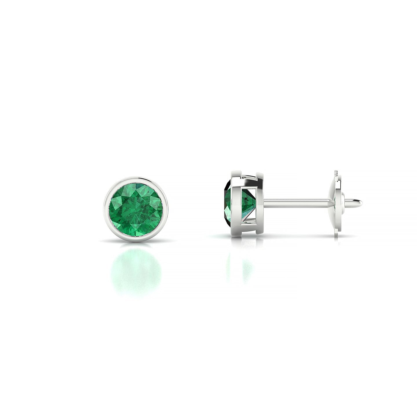 Glow | 18k White Gold 4.5 mm Round Emerald Earrings