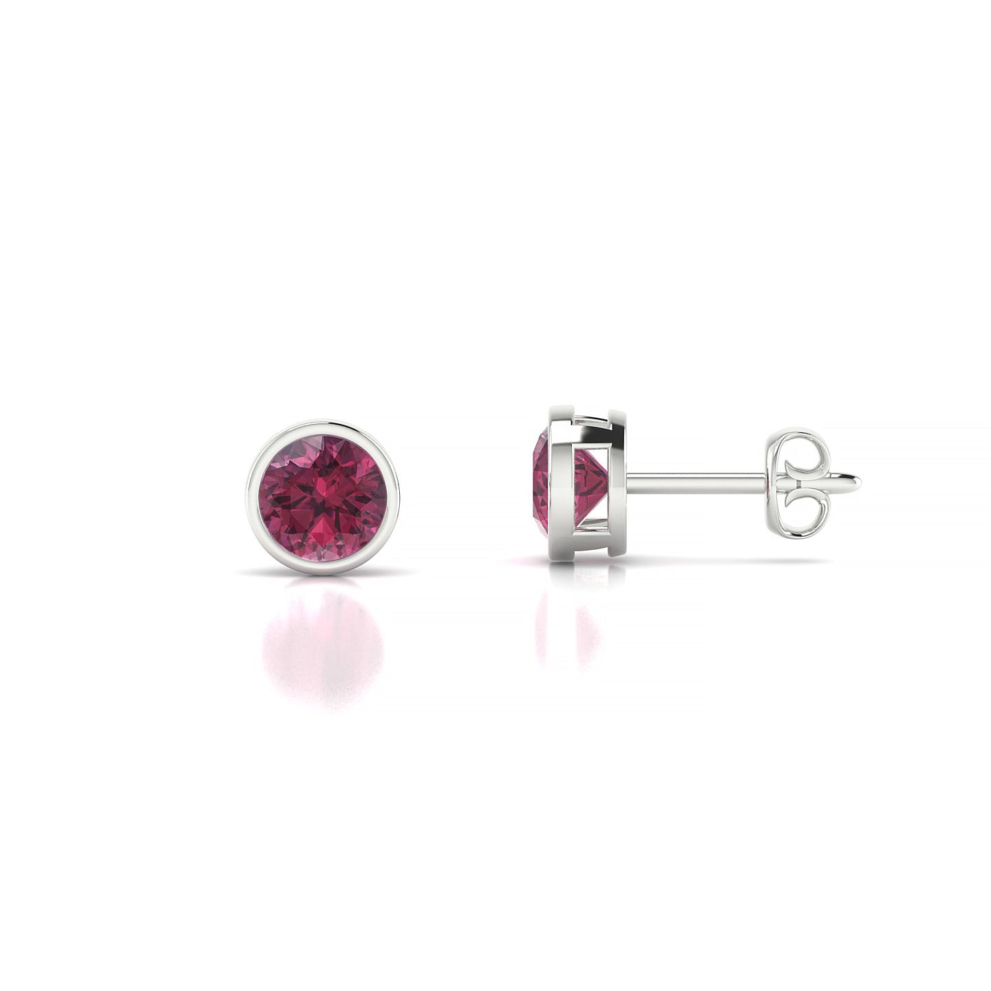 Glow | 18k White Gold 4.5 mm Round Rhodolite Earrings