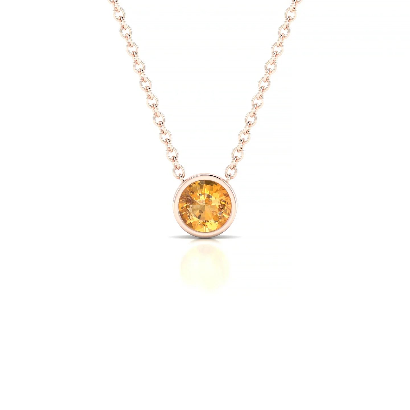 Glow | 18k Rose Gold 4.5 mm Round Citrine Pendant