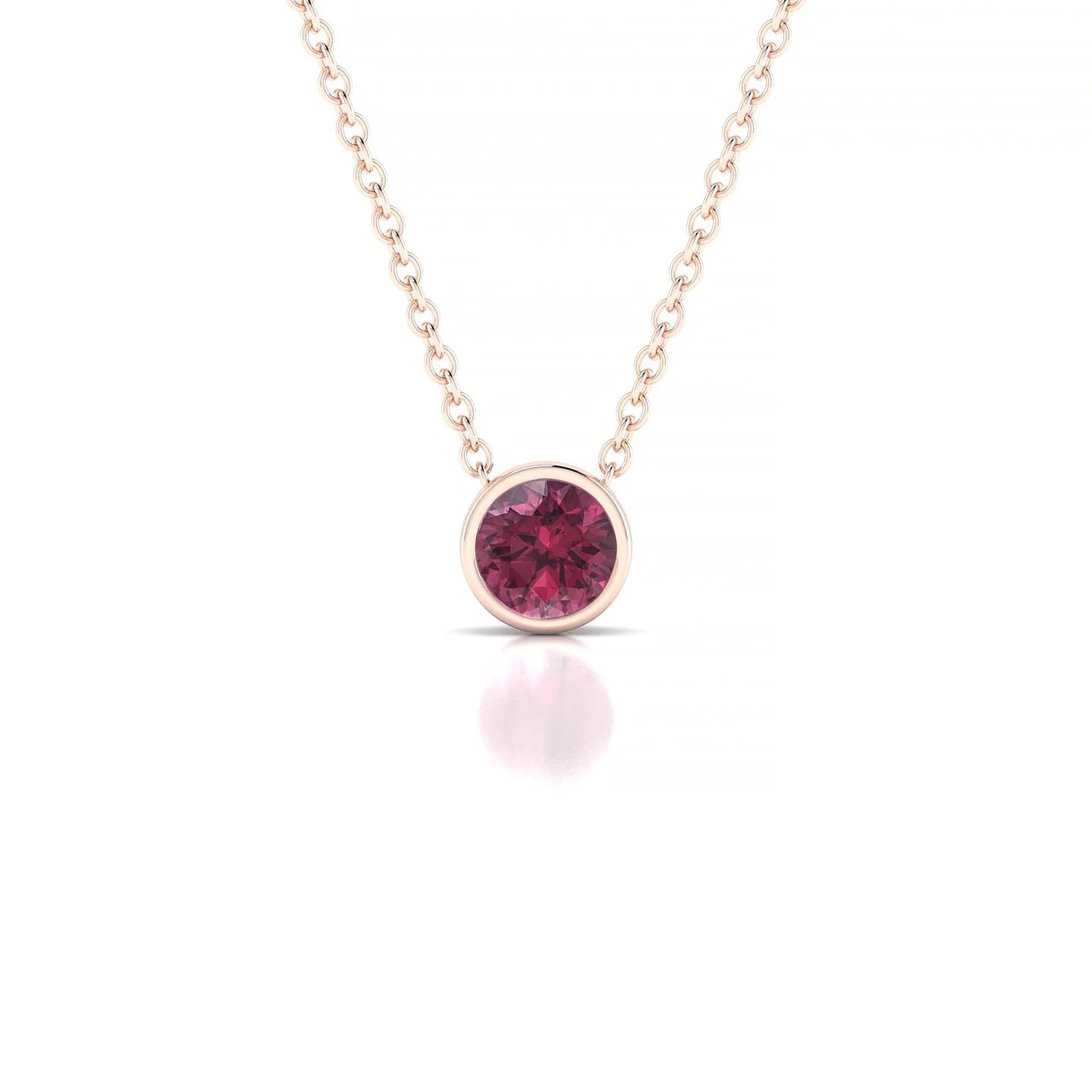 Glow | 18k Rose Gold 4.5 mm Round Rhodolite Pendant