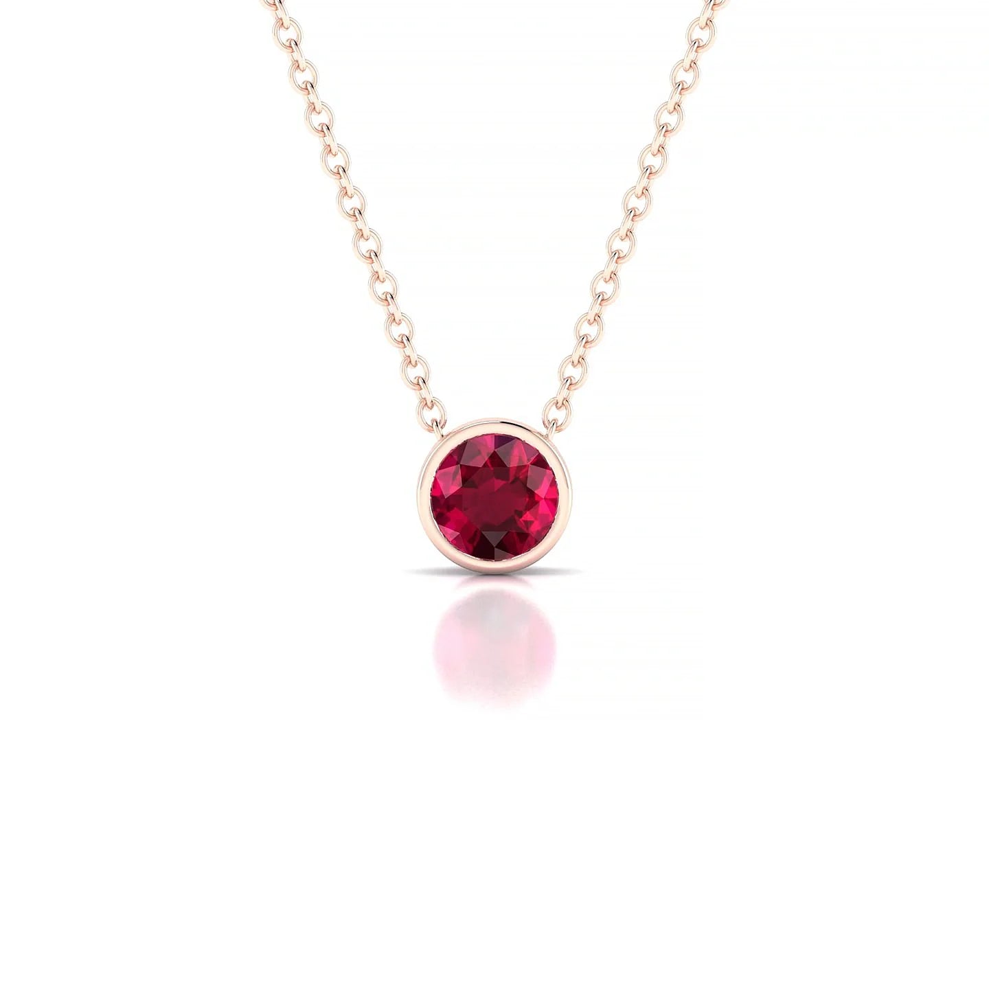 Glow | 18k Rose Gold 4.5 mm Round Ruby Pendant