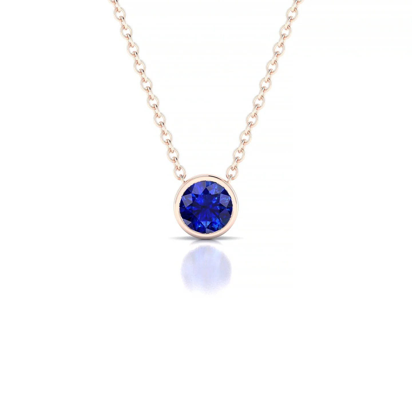 Glow | 18k Rose Gold 4.5 mm Round Sapphire Pendant